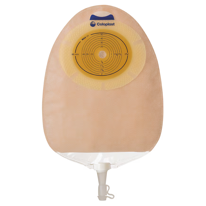 SenSura® 1-Piece Opaque Convex Light Urostomy Pouch, Cut-to-Fit up to 1 3/4in, 43mm - Box of 10