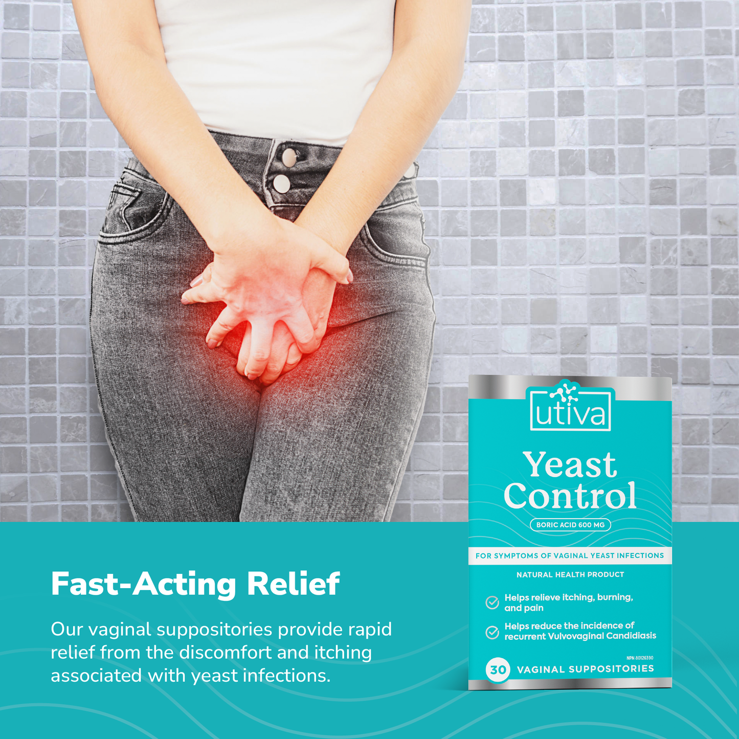 UTIVA Yeast Control (Boric Acid Suppositories) - ActivKare