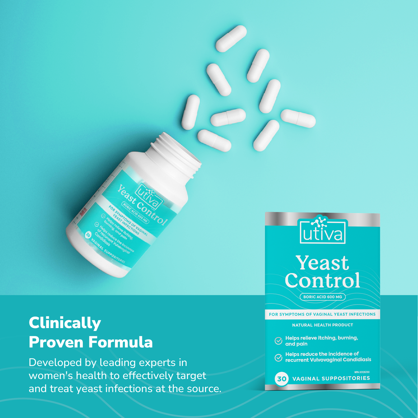 UTIVA Yeast Control (Boric Acid Suppositories) - ActivKare