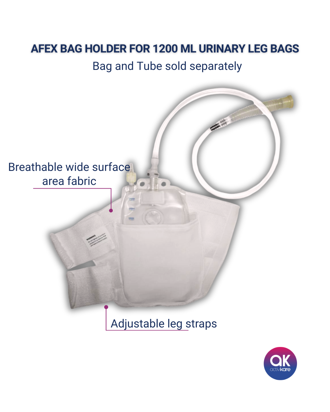 AFEX Bag Holder for 1200 mL Urinary Leg Bags - ActivKare