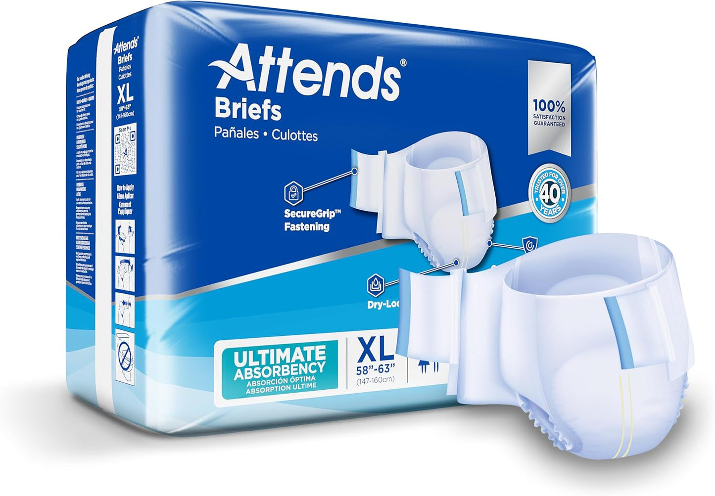 BRIEFS ATTENDS DERMADRY X-LARGE 58-63IN CA/3 X 20 DDC40 P63 - ActivKare