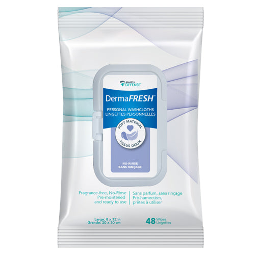 DermaFRESH™ Disposable Personal Wipes, Aloe and Fragrance-Free - 6 Packs of 48