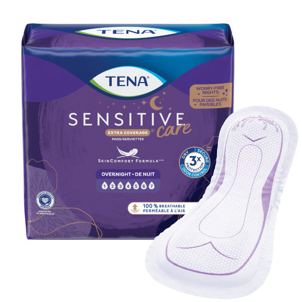 TENA Sensitive Care Extra Coverage Overnight Pads