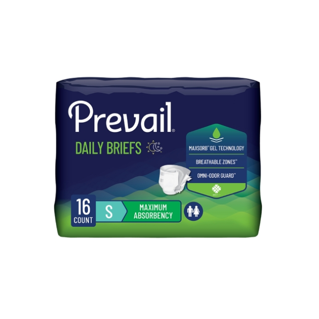 Briefs Prevail Small 20-31in Waist Green In Print Bag - 6 Case of 16